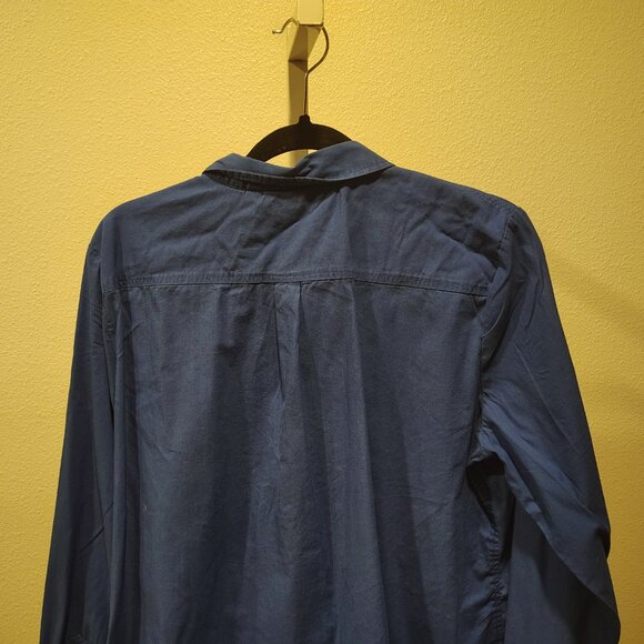 Apt. 9 Women's Button Front Collared Blouse Size XL Blue Solid - Picture 9 of 11